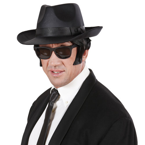 gangsterhoed zwart, satijn