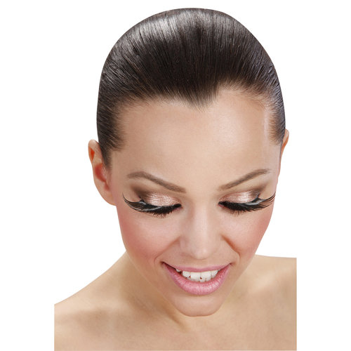 oogwimpers, zwart, met lange punten als vleugels