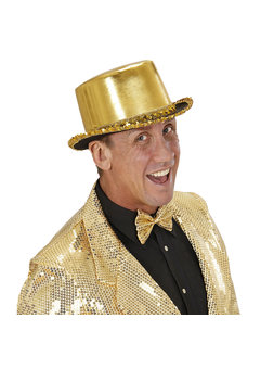 hoge hoed goud met pailletten beslag