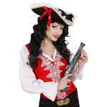 tricorn hoed met kant en rode strik