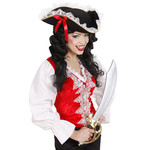 tricorn hoed met kant en rode strik