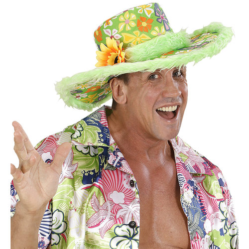 hoed ibiza met zonnebloem, groen