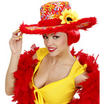 hoed ibiza met zonnebloem, rood