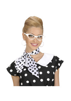 nekband satijn met stippen wit/zwart