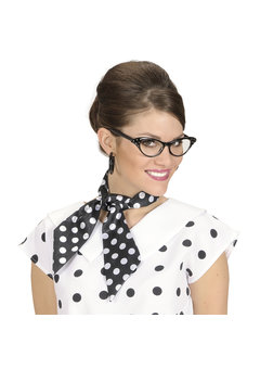 nekband satijn met stippen zwart/wit