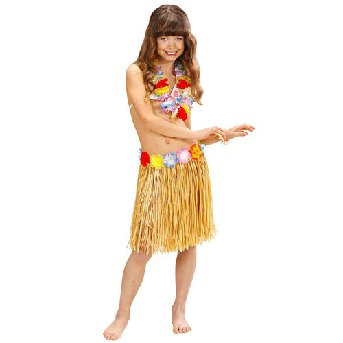 hawairokje met bloemenriem kind, naturel