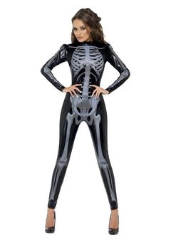Skelet catsuit dames