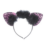 oren luipaard met strass steentjes en veren, rose