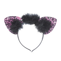 oren luipaard met strass steentjes en veren, rose