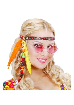 hippie hoofdband met kraaltjes en veren