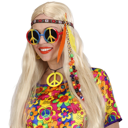 hippie hoofdband met kraaltjes en veren