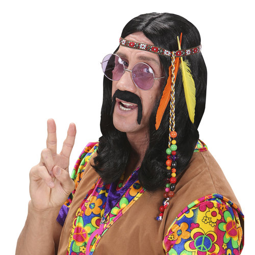 hippie hoofdband met kraaltjes en veren