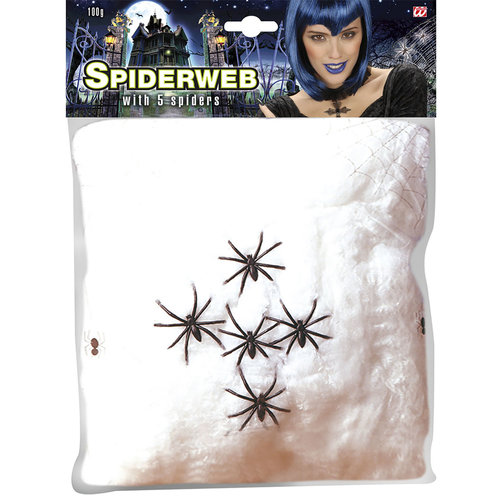 spinneweb 100gram met 5 spinnen