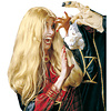 pruik, heks morgana blond (in plastic zak)