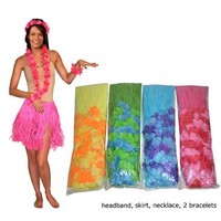 Mooie gele Aloha rieten  rok met accessoires
