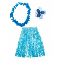 Mooie Hawaii verkleed set in de kleur blauw