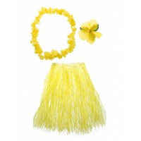 Mooie Hawaii verkleed set in de kleur geel