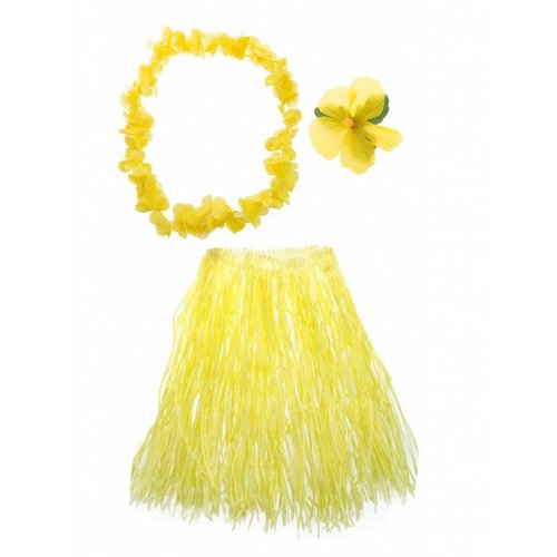 Mooie Hawaii verkleed set in de kleur geel