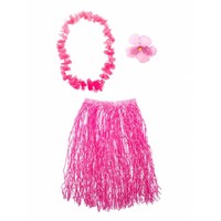 Mooie Hawaii verkleed set in de kleur roze