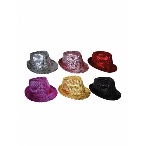 Hoed met roze pailletten