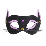 oogmasker, zwarte kat met rose glitter
