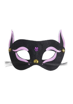 oogmasker, zwarte kat met rose glitter