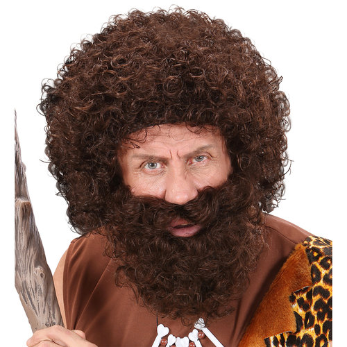 pruik, karakter met krullen en baard, bruin