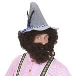 pruik, karakter met krullen en baard, bruin