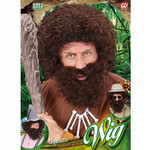 pruik, karakter met krullen en baard, bruin