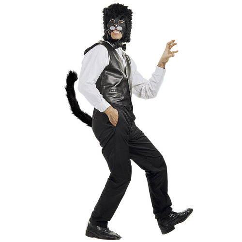 plushe kattenstaart, zwart