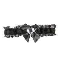 kousenband zwart met diamanten hartje