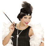 hoofdband zwart met marabou en edelsteen