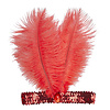 hoofdband rood met marabou en edelsteen