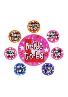 set van 8 buttons vrijgezellen feest dames