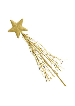 feeenstaf ster, goud met metaalfolie draadjes