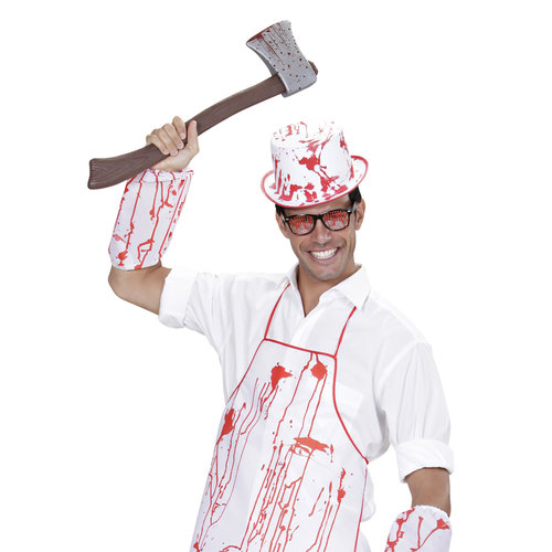 houten bijl met bloed