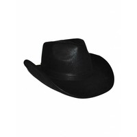 Zwarte lederlook cowboy hoed