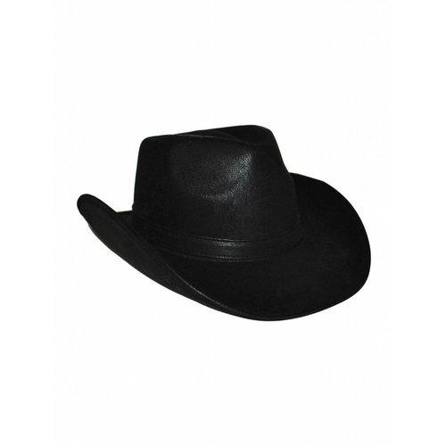 Zwarte lederlook cowboy hoed