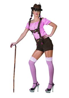 Tiroler shirt roze wit geblokt