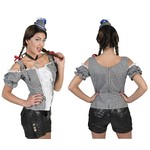 Tiroler shirt zwart wit geblokt