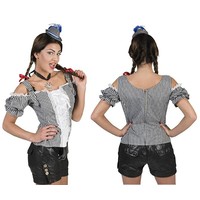 Tiroler shirt zwart wit geblokt