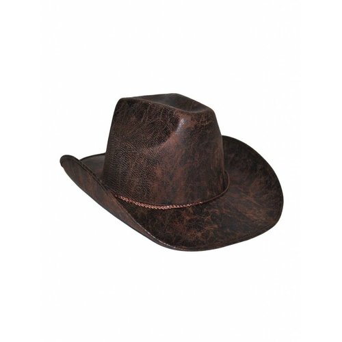 Mooie lederlook cowboy hoed in bruin