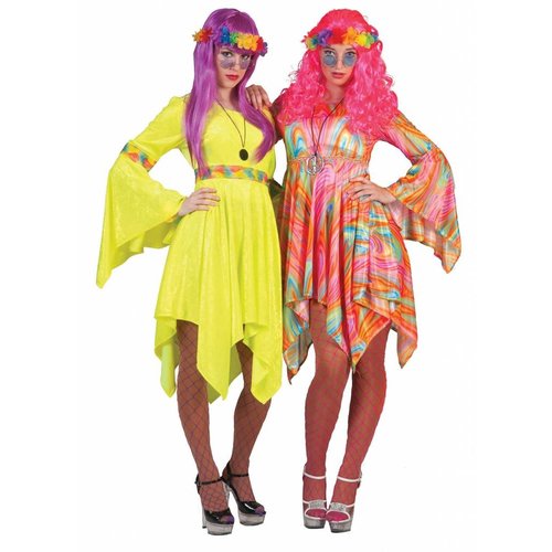 Dit zijn mooie fluor gele hippie jurkjes
