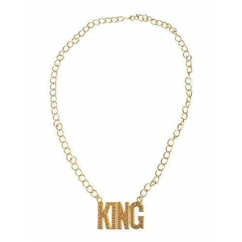 Ruige halsketting King in nep goud
