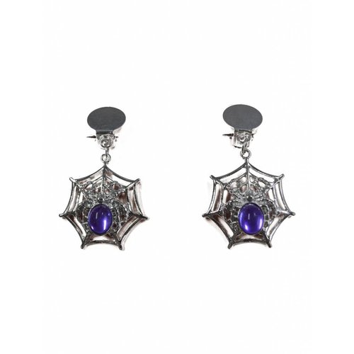 Griezel oorbellen met spinnenweb hanger