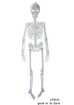 Hangend geraamte decoratie glow in the dark 150cm