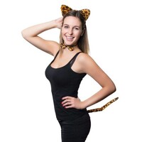 Mooie driedelige luipaard verkleed set
