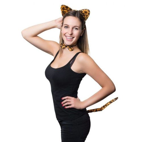 Mooie driedelige luipaard verkleed set