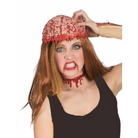 Griezelig pruik met nep hersenen