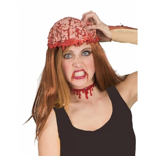 Griezelig pruik met nep hersenen